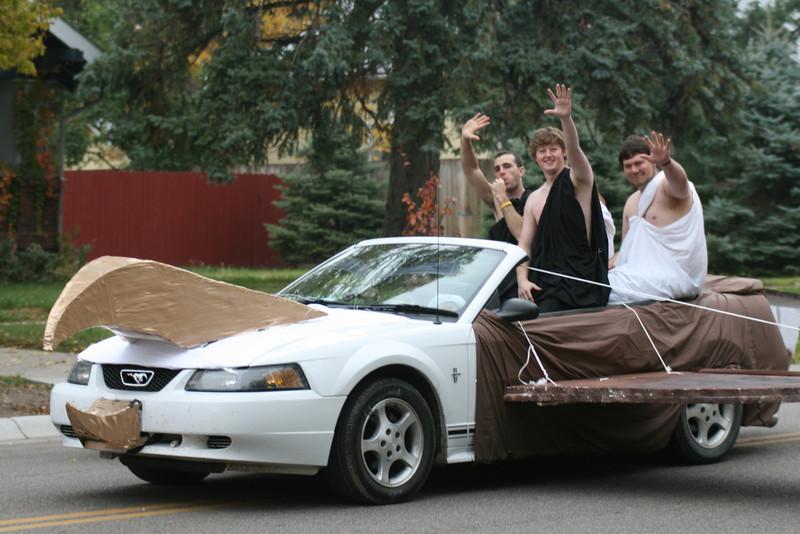 Omega Phi Rho transformed a Ford Mustang to an eagle to win the campus originality division.